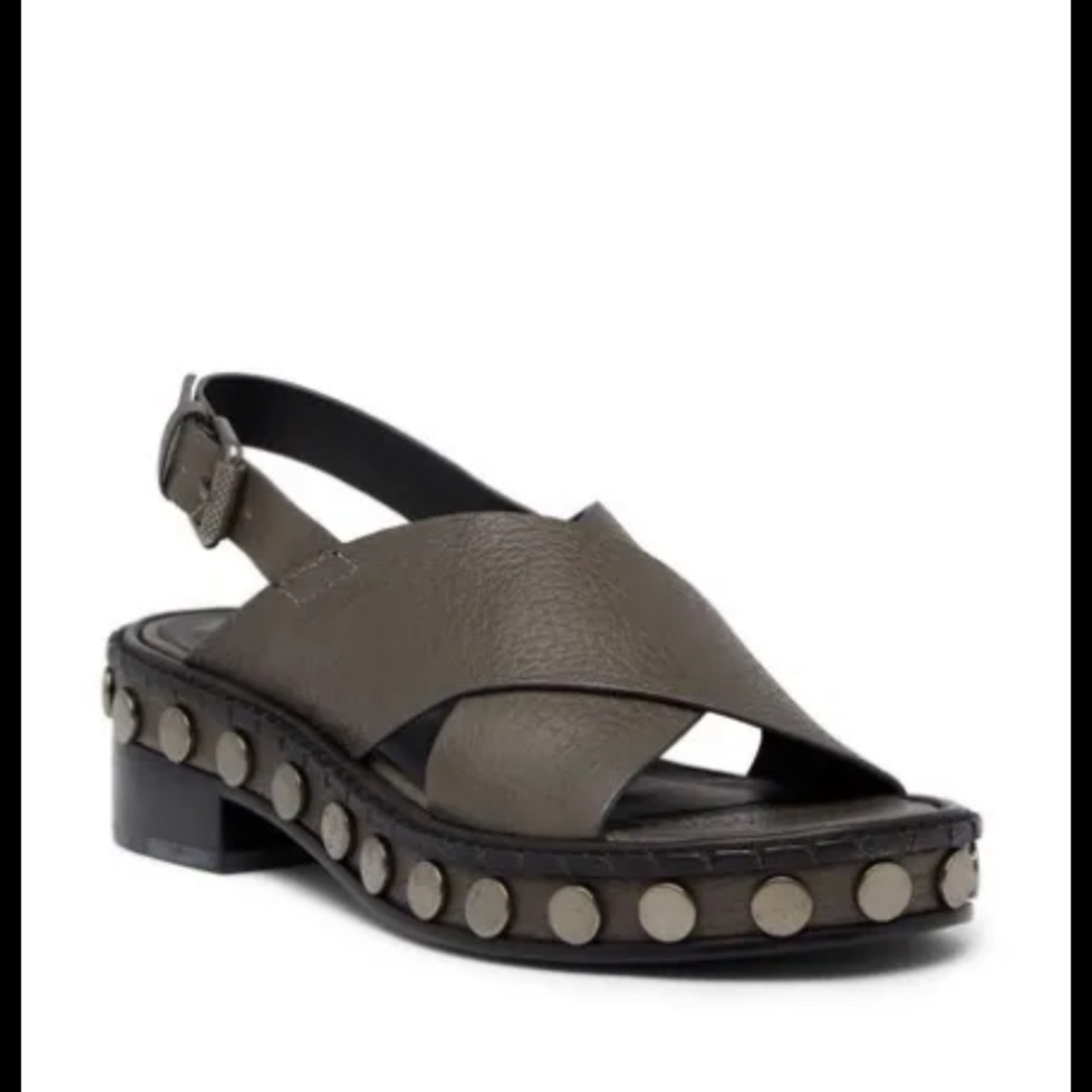 All Saints Dark Grey Leather Ruse Slingback Sandal Shoe EU 39 US